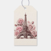 Paris Eiffeltoren & Roze Rozen Cadeaulabel (Achterkant)