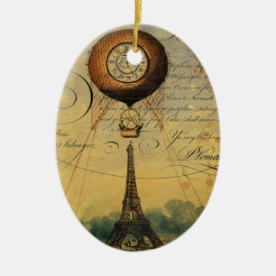 Paris Eiffeltoren Steampunk Hot Air ballon Keramisch Ornament
