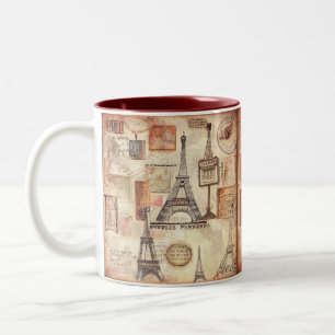Paris Eiffeltoren Vintage Tweekleurige Koffiemok