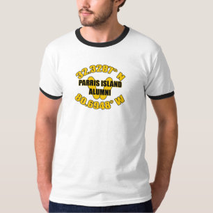 Paris eiland Gele Voetafdrukken / Lengte en Lat T-shirt