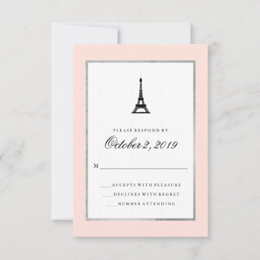Paris Elegance Blush Pink Silver et Black RSVP (Devant)