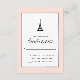 Paris Elegance Blush Roze Zilver en Zwart RSVP Kaartje