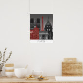 Paris Elevings by Night - Red Poster (Keuken)
