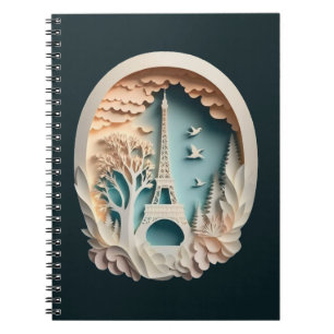 Paris Faux Papercut Style Spiral Photo Notitieboek