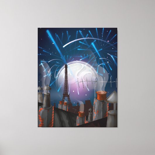 Paris Fireworks Canvas Afdruk (Voorkant)