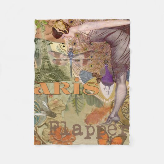 Paris Flapper Art Deco Peacock Vintage Fleece Deken (Voorkant)
