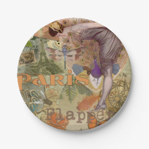 Paris Flapper Art Deco Peacock Vintage Papieren Bordje