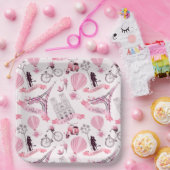 Paris Floral Papieren Bordje (Feest)