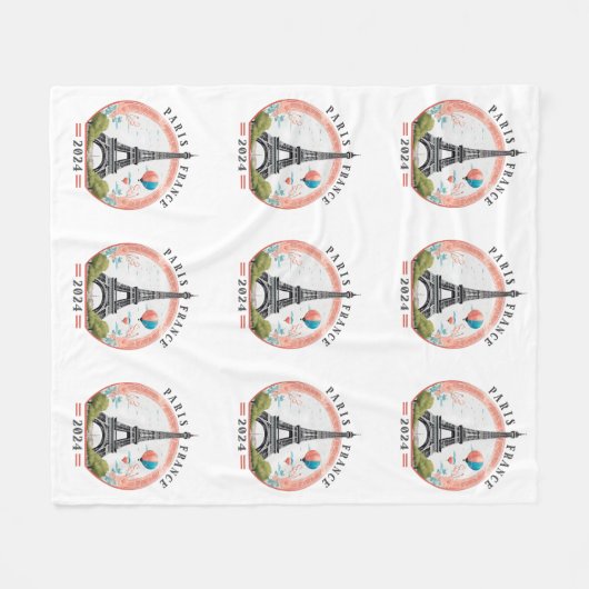 Paris France 2024 Couvertures en polaire, Tour Eif (Devant (Horizontal))