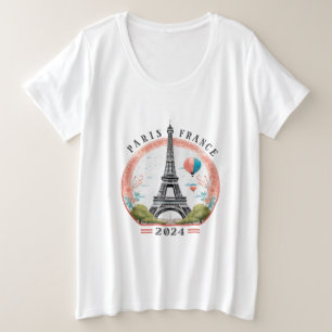 Paris France 2024 T-shirt Femme Plus Taille, Paris