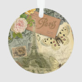 Paris France Art Antique Collage Eiffel Français (dos)