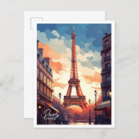 Paris France Art Vintage Travel Illustratie