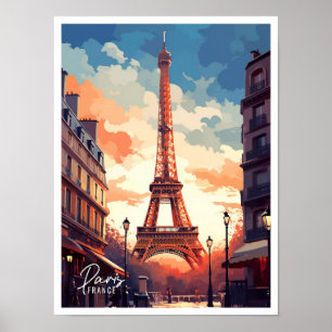 Paris France Art Vintage Travel Illustratie Poster