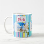 Paris France Bleu Bleu Bande de Mug (Gauche)