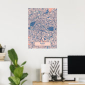 Paris - France Breezy City Map Poster (Thuiskantoor)