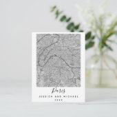 Paris France Carte de la ville Nom du couple Date  (Debout devant)