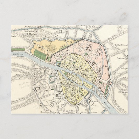 Paris, France : Carte historique, Vintage (Devant)