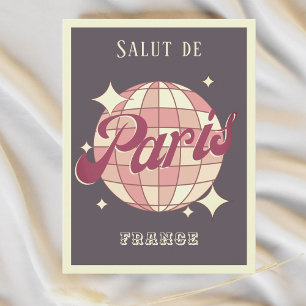 Paris France Carte Postale Rétro Vintage violette