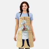 Paris France Chef Caricature Menu Text Schort (Gedragen)