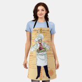 Paris France Chef Caricature Menu Text Schort (Gedragen)