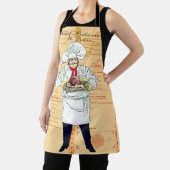 Paris France Chef Caricature Menu Text Schort (Insitu)
