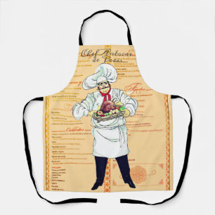 Paris France Chef Caricature Menu Text Schort