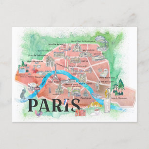 Paris France City of Love Magazine geïllustreerd Briefkaart