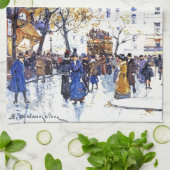 Paris France City Street Scene Art Kitchen Towel Theedoek (Gevouwen)