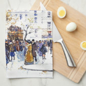 Paris France City Street Scene Art Kitchen Towel Theedoek (Quarter Fold)