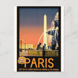 Paris France City Vintage Travel Briefkaart