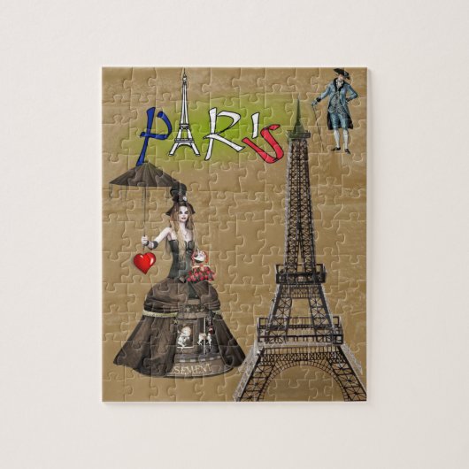 Paris France Decorative Jigzaag Puzzle Legpuzzel (Verticaal)