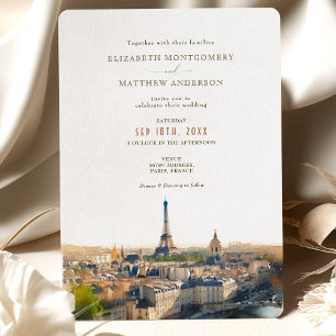 Paris France Destination Wedding Waterverf Invita Kaart