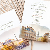 Paris France Destination Wedding Waterverf Kaart