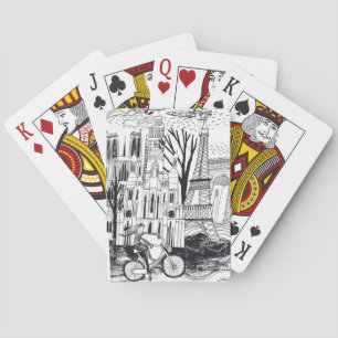 Paris France Doodle Pokerkaarten