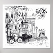 Paris France Doodle Poster (Voorkant)