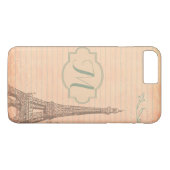 Paris France Eiffel Tower Monorgram iPhone 7+ Hoes (Achterkant (Horizontaal))