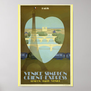 Paris France Eiffel Tower Orient Express Poster