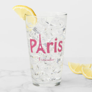 Paris France Eiffel Tower Pink op persoonlijke tit Glas