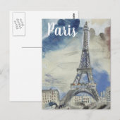 PARIS France Eiffel Tower vintage briefkaart (Voorkant / Achterkant)