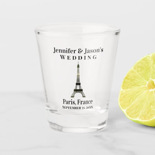 Paris France Eiffel Tower Wedding Favor Shot Glas (Voorkant)