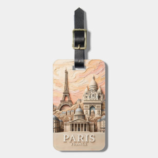  Paris France Europe Modern Pastel Textured Travel Bagagelabel