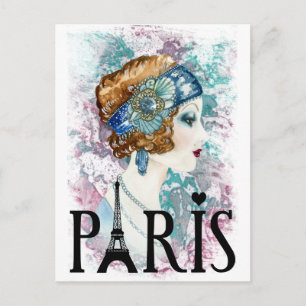Paris France flapper Briefkaart