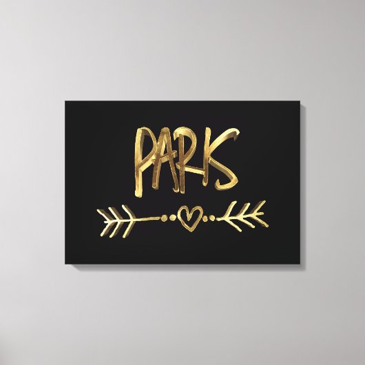 Paris France Love Black en Gold look Typografie Canvas Afdruk (Voorkant)