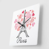 Paris, France Love Vierkante Klok (Hoek)