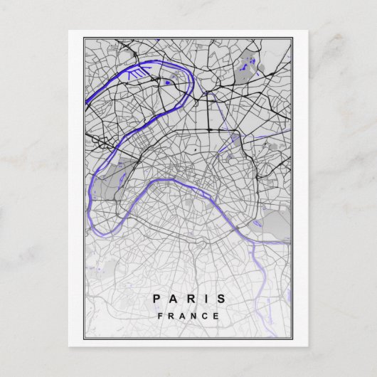 Paris France Modern City Map Briefkaart (Voorkant)