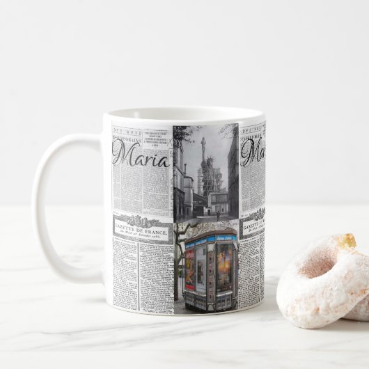 Paris France Newspaper Mug (Avec donut)