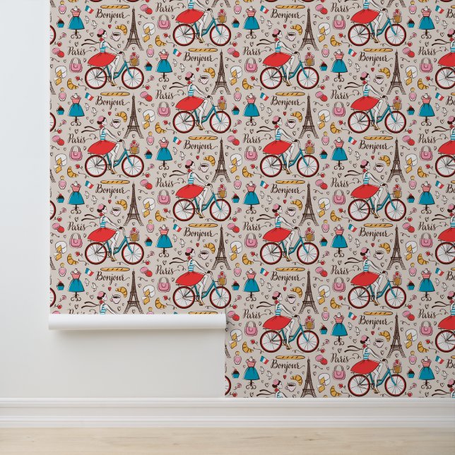 Paris France Pattern Behang (Applicatie)