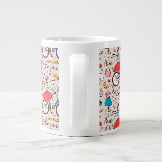 Paris France Pattern Extra Grote Beker (Achterkant)