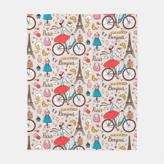 Paris France Pattern Fleece Deken (Voorkant)