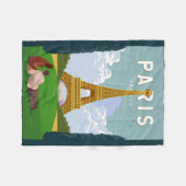 Paris France Retro Travel Art Fleece Deken (Voorkant (Horizontaal))